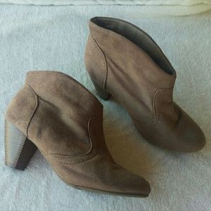 Tan / Taupe Suede Ankle Booties - Charlotte Russe
