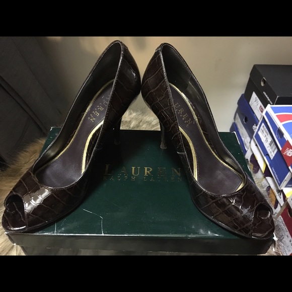 Patent Leather Snakeskin Pumps (Peep Toe) - Picture 1 of 2