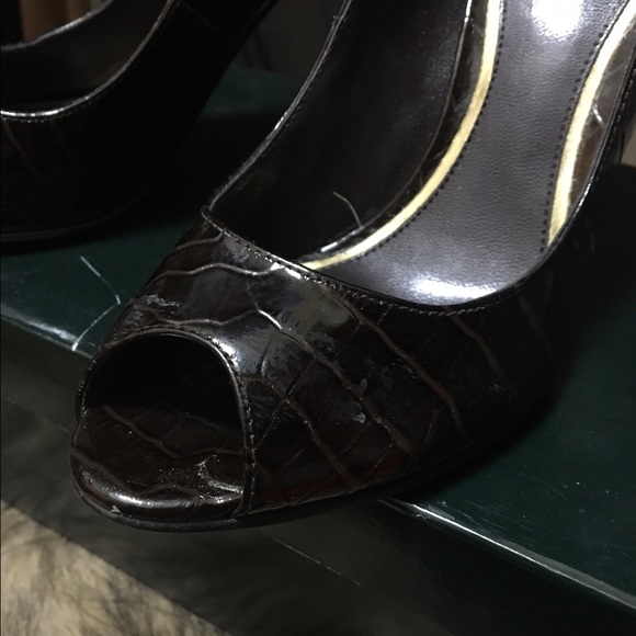 Patent Leather Snakeskin Pumps (Peep Toe) - Picture 2 of 2