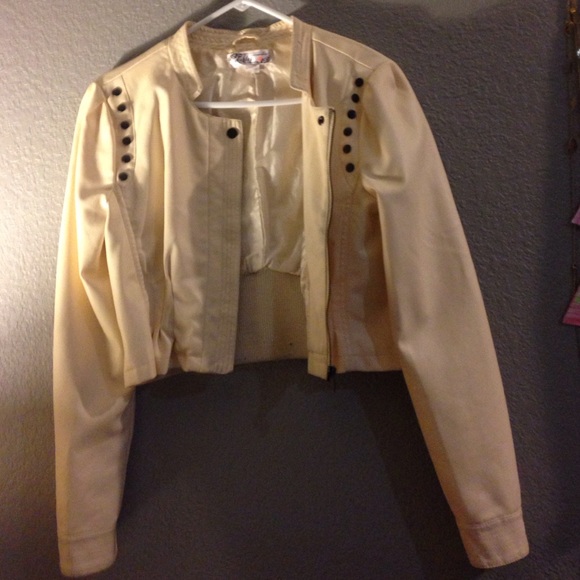 Faux leather crop jacket