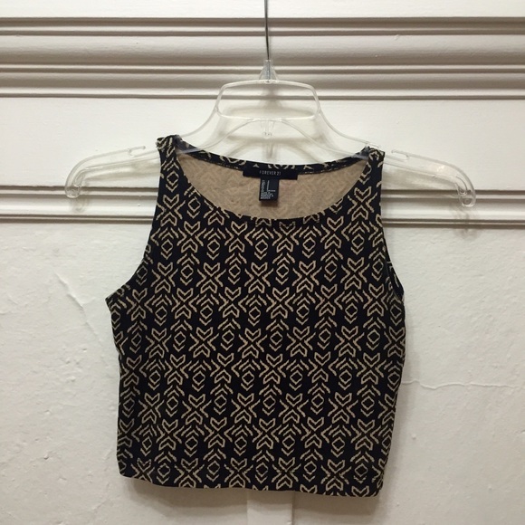 Nude/ Black tribal crop top.