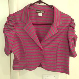 Crop pink and grey stipe blazer. LIKE NEW Crop pink and grey stipe blazer. LIKE NEW