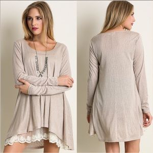 ValMarie Boutique Tops - ↗️Light Tan with lace tunic or mini dress ValMarie Boutique Tops - ↗️Light Tan with lace tunic or mini dress