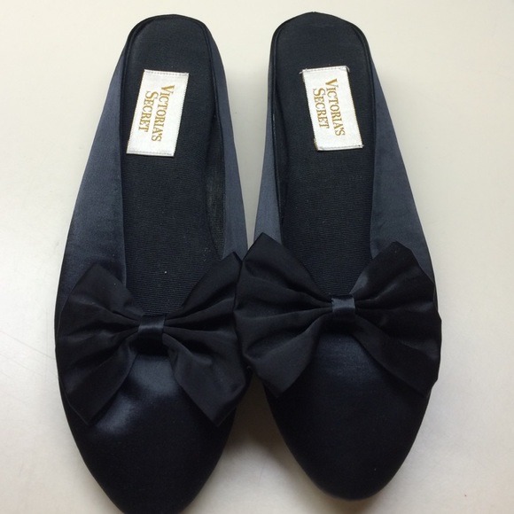 Victoria Secret Black Satin Scuffs.