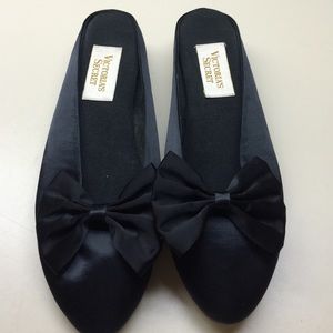 Victoria Secret Black Satin Scuffs.