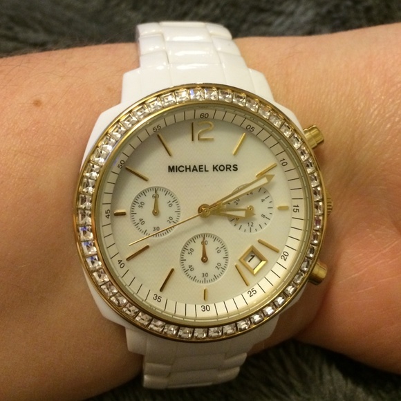 Michael Kors White/Gold Acrylic Watch