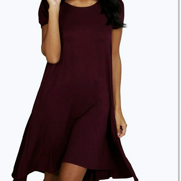 Boohoo Selma Swing Dress - Berry