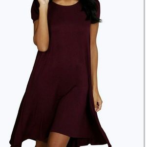 Boohoo Selma Swing Dress - Berry