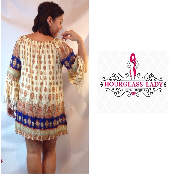 Boho Brick Moroccan Fringe Dress - Picture 2 of 3