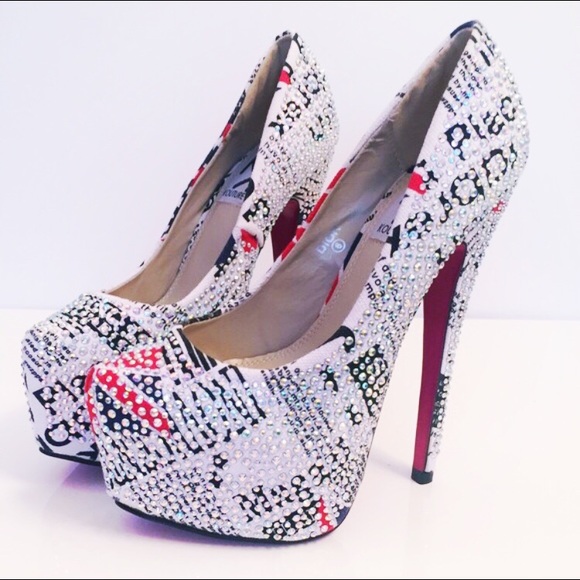 Kiss Couture Shoes - Kiss Kouture London Union Jack Rhinestone Pumps