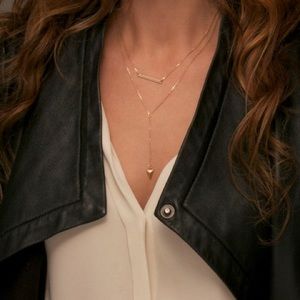 Layered & Long Y Necklace Gold