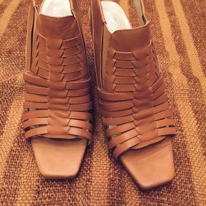Never Worn Brown Leather Chunky Heels