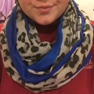 Royal Blue & Grey Cheetah Print Infinity Scarf