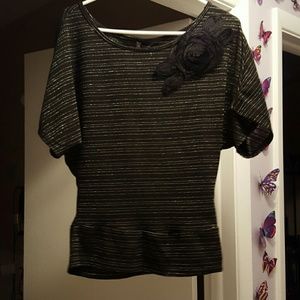 Black/ silver striped top