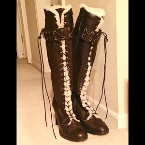 Coach brown leather heeled boots