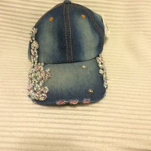 Rhinestone blue jean cap