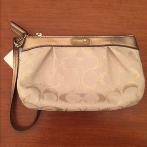 Bronze and Gold Coach Wristlet NWT