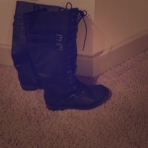 Black combat boots