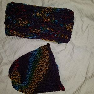 Crocheted scarf and beanie set