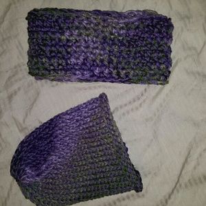Crocheted scarf and beanie set