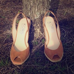 100% Authentic brown Michael Kors wedge sandals.