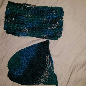 Crocheted scarf and beanie set