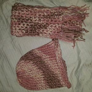 Crocheted scarf and beanie set