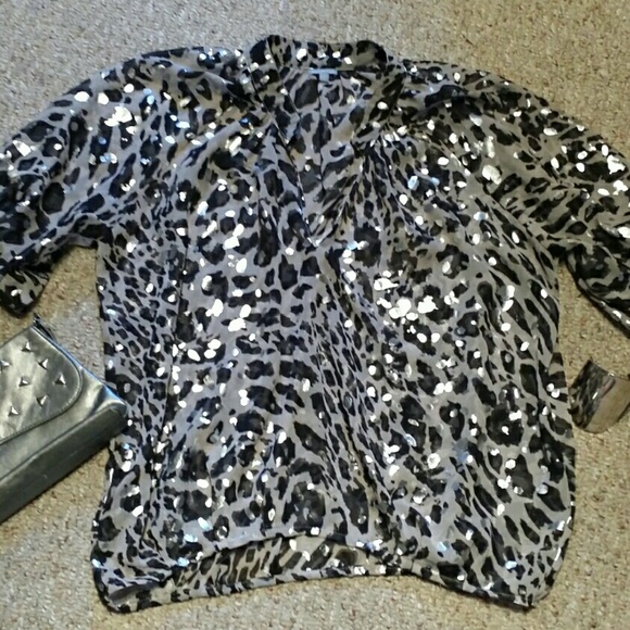 Semi sheer leopard print blouse