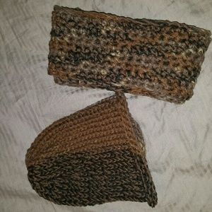 Crocheted scarf and beanie set