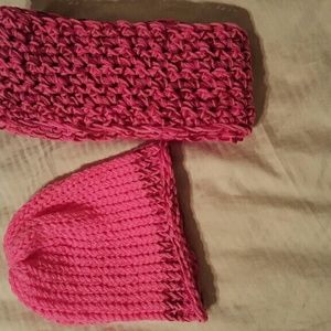 Crocheted scarf and beanie set