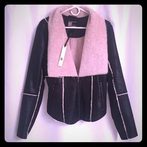 KUT Stretch Leather and Shearling Jacket