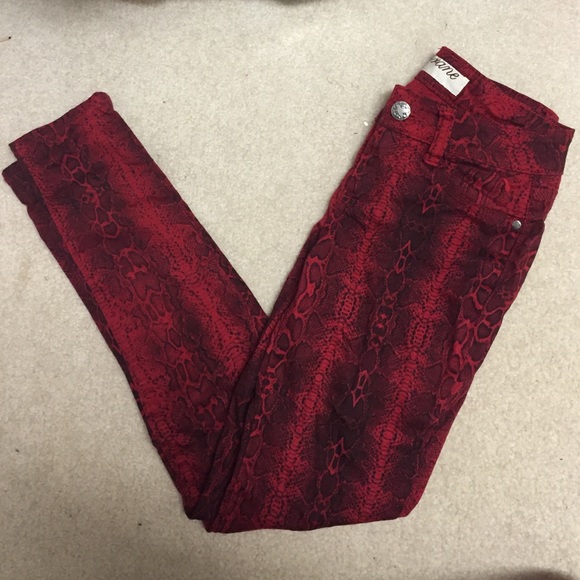 Snake print skin jeans