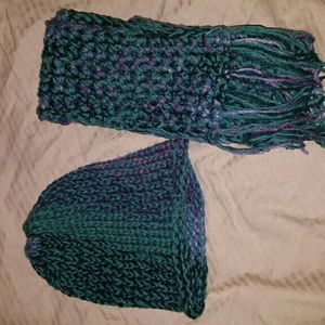 Crocheted scarf and beanie set