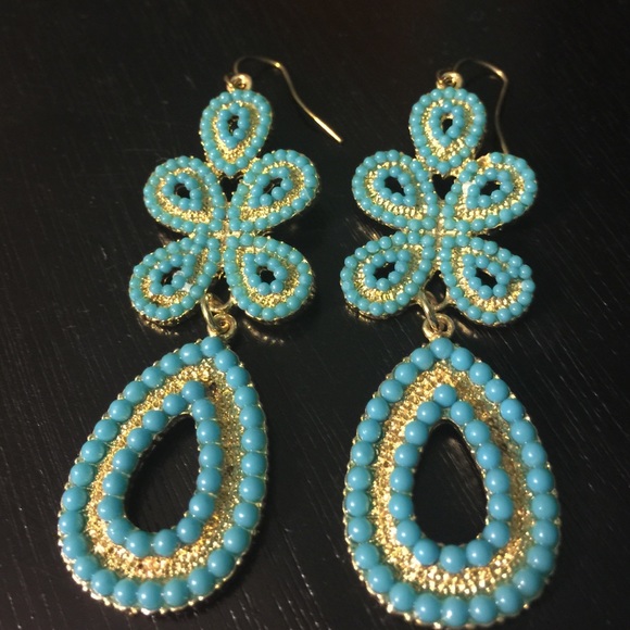 Turquoise and gold chandelier earrings