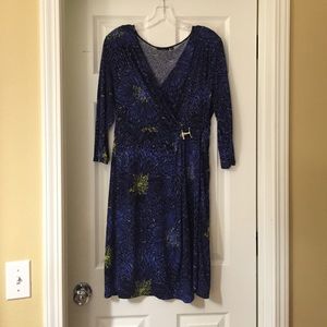 Body Con Wrap Dress in Indigo. Size L.