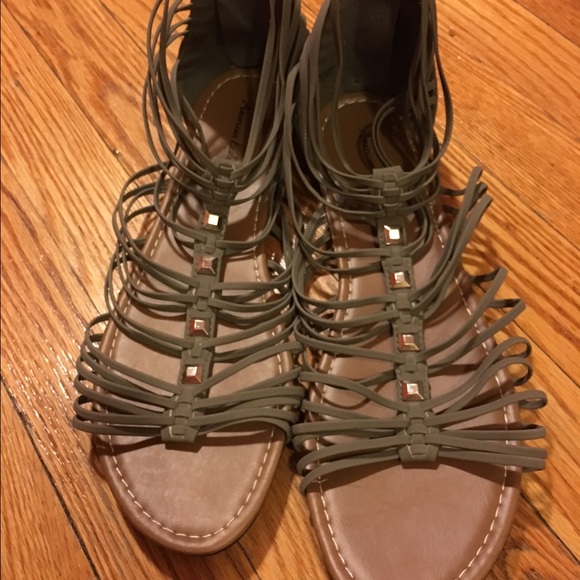 Olive green gladiator sandals