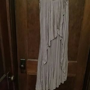 Mini skirt that is longer in back.