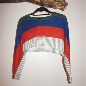 Primary Colors Striped Batwing Crop Tee - Small