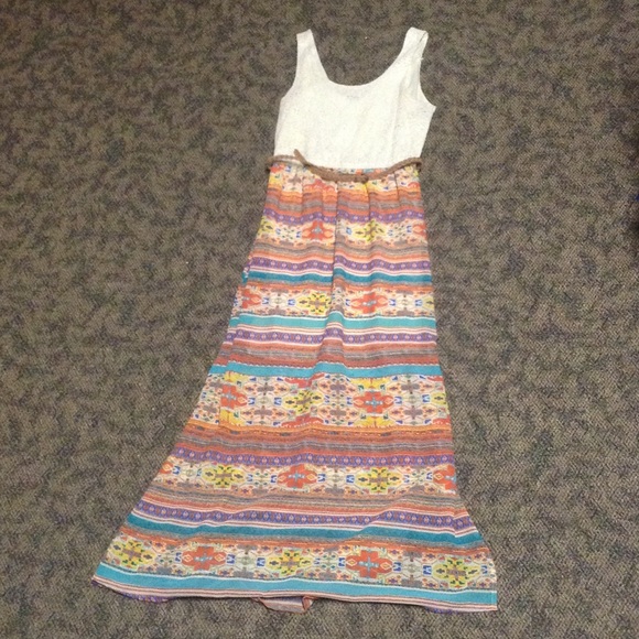 Lace Tribal Print Maxi Dress