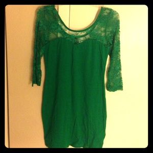 Green H&M tight cotton and lace dress