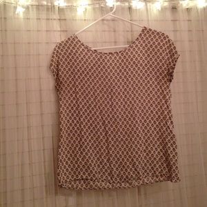 White blouse with mustard and black pattern