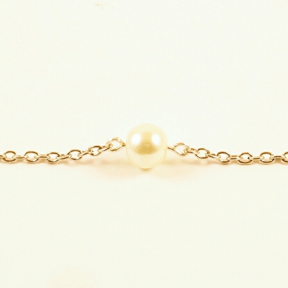 Simple Dainty White Pearl Silver Bracelet - Picture 1 of 2