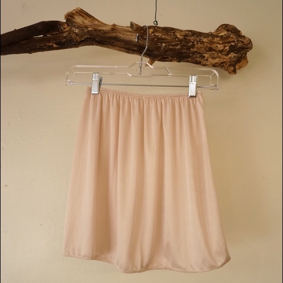 Vintage Blush Satin Slip Skirt - XS