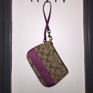 Coach Wristlet with Sparkley Magenta Trim