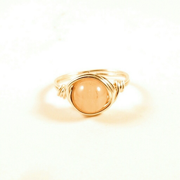 Rose Quartz .999 Pure Silver Wire Wrapped Ring - Picture 1 of 4