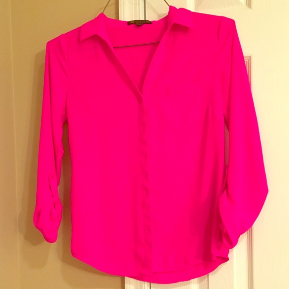 Bright pink button down