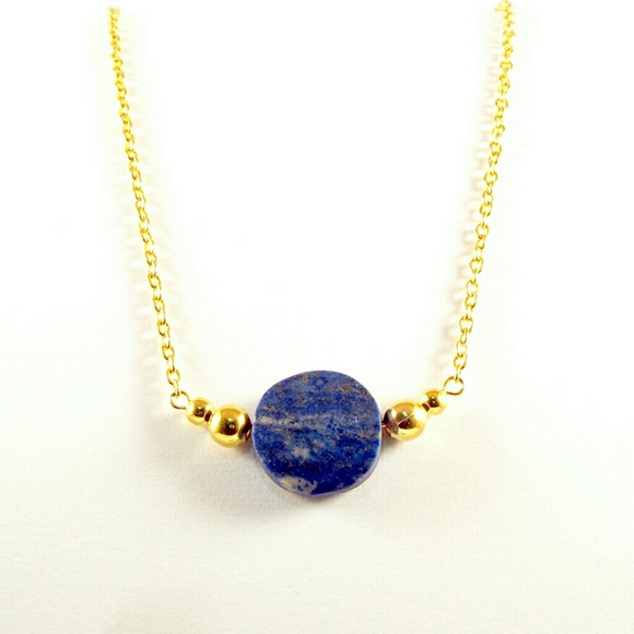Lapis Lazuli and Gold Dainty Beaded Necklace - Picture 1 of 2