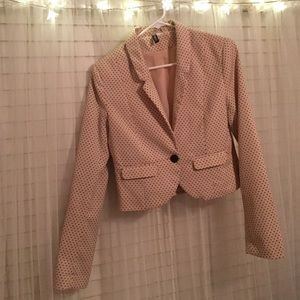 Baby pink black polka dot blazer
