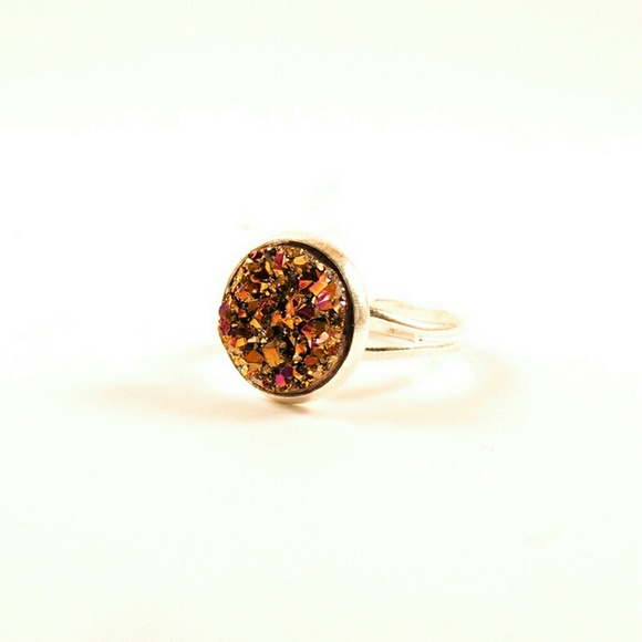 AB Faux Chunky Druzy Ring, Adjustable Ring - Picture 1 of 3