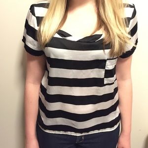 Black & White Silk Striped Shirt
